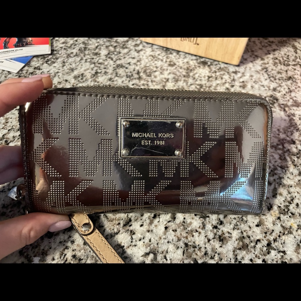 Michael Kors Silver Mirror Wristlet